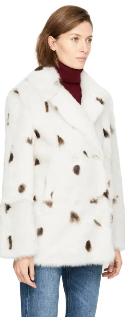 Zweireihige Lammfelljacke 'Capucine' Crème