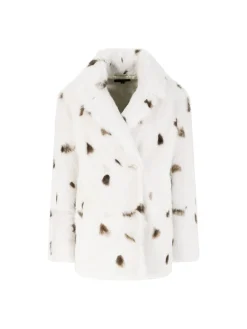 Zweireihige Lammfelljacke 'Capucine' Crème