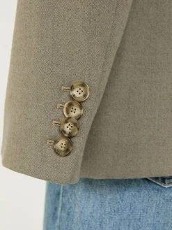 Zweireihiger Blazer aus Wolle Khaki