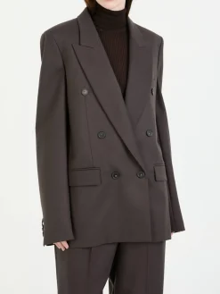 Zweireihiger Blazer aus Wolle Braun