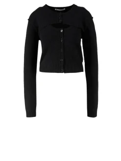 Zweiteilige Cashmere-Wollstrickjacke Schwarz